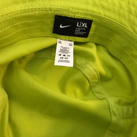 Nike Bucket Hat, L/XL kids cotton lime Lemon yellow, unisex, NEW - Picture 4 of 4